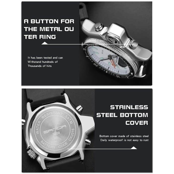 SANDA 3008 Multifunktionale Herren-Outdoor-Sport-Nachtleuchtende 50 m wasserdichte digitale Armbanduhr – Bild 12