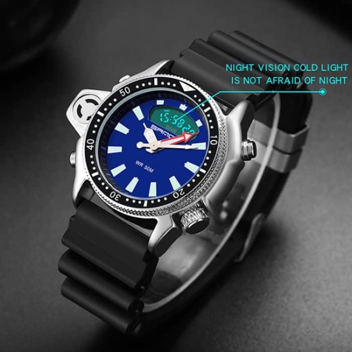 SANDA 3008 Multifunktionale Herren-Outdoor-Sport-Nachtleuchtende 50 m wasserdichte digitale Armbanduhr – Bild 4
