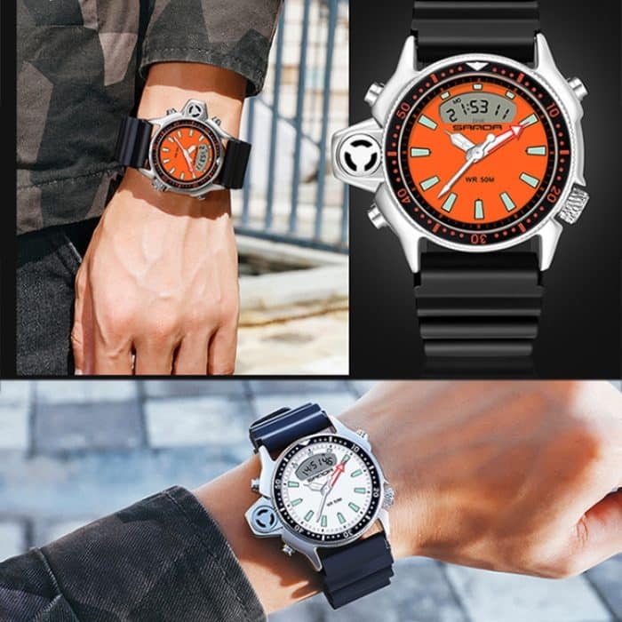 SANDA 3008 Multifunktionale Herren-Outdoor-Sport-Nachtleuchtende 50 m wasserdichte digitale Armbanduhr – Bild 8