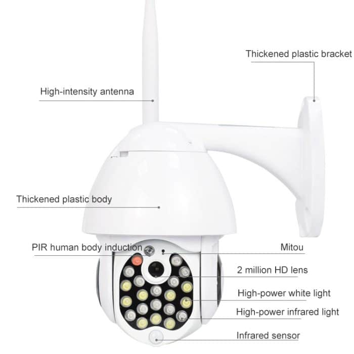 BM1118_B1.jpg QX17 2 Millionen Pixel WiFi High-Definition-Überwachungskamera Außenkuppelkamera, unterstützt Nachtsicht und Zwei-Wege-Sprach- und Bewegungserkennung – Bild 2