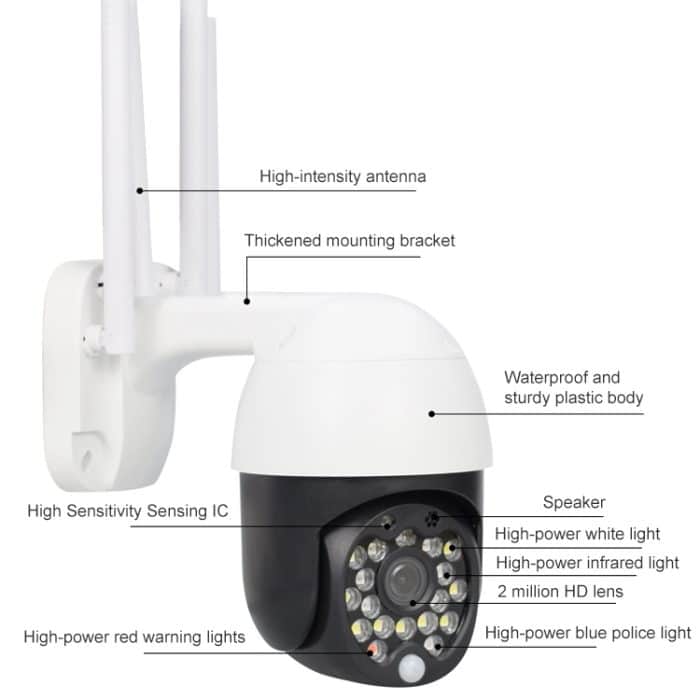 BM1119_B1.jpg QX27 1080P WiFi High-Definition-Überwachungskamera Outdoor-Dome-Kamera, unterstützt Nachtsicht und Zwei-Wege-Sprach- und Bewegungserkennung – Bild 2