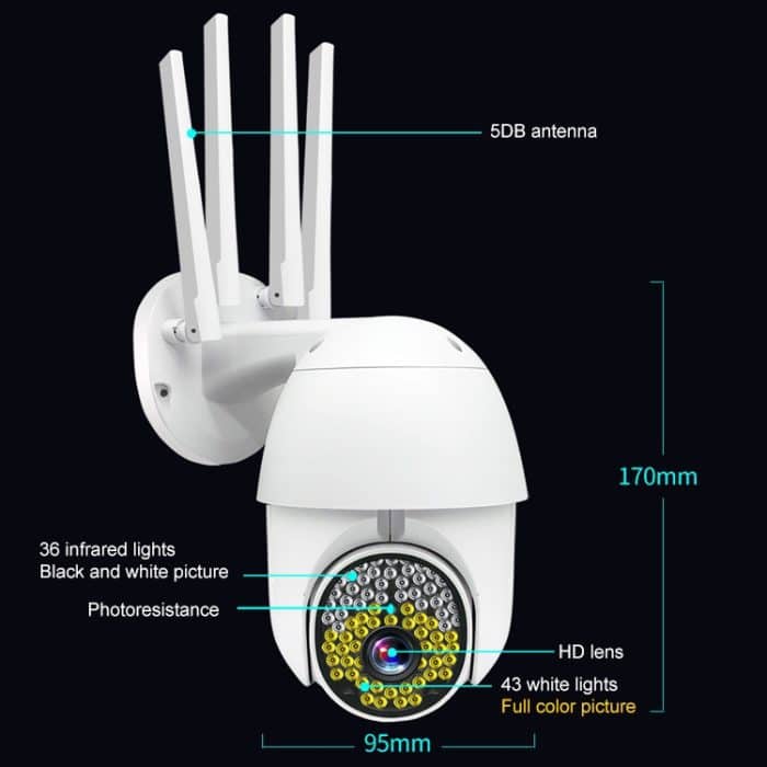 QX38 1080P WiFi High-Definition-Überwachungskamera Außenkuppelkamera, unterstützt Nachtsicht und Zwei-Wege-Sprach- und Bewegungserkennung – Bild 2