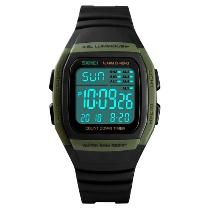 SKMEI 1278 Modische Outdoor-50 m wasserdichte Digitaluhr für Studenten, Sport-Armbanduhr, unterstützt 5 Gruppen-Wecker – Bild 2