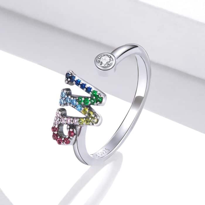 EDA001408923_1-1.jpg Offener Ring aus S925-Sterlingsilber mit 26 englischen Buchstaben und buntem Zirkon für Damen – Bild 2