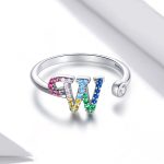 Offener Ring aus S925-Sterlingsilber mit 26 englischen Buchstaben und buntem Zirkon für Damen – Bild 3