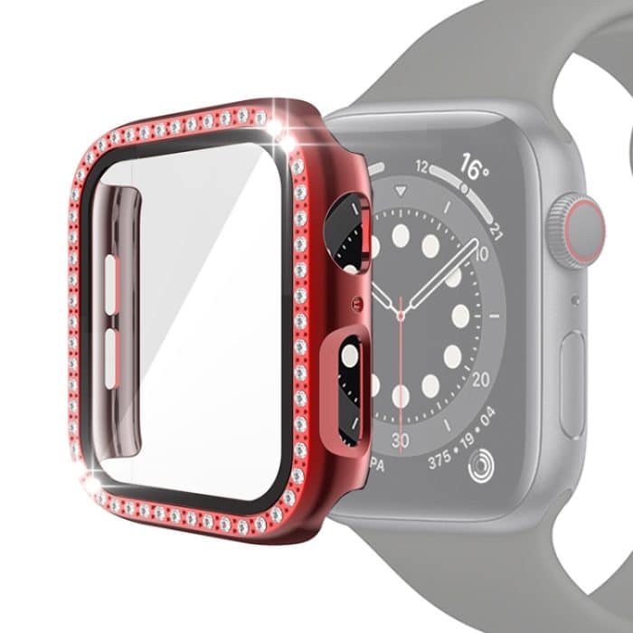 EDA001903402A.jpg Galvanisierende PC-Schutzhülle mit einreihigem Diamant und gehärtetem Glasfilm für die Apple Watch-Serie – Bild 1