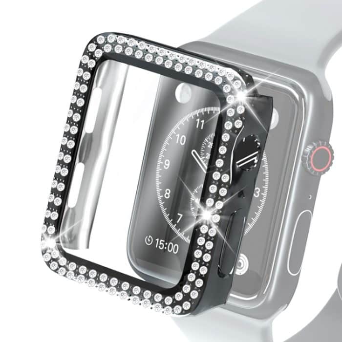 EDA001904002A.jpg Galvanisierende PC-Doppelreihen-Diamant-Schutzhülle mit gehärtetem Glasfilm für die Apple Watch-Serie – Bild 1