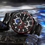 SKMEI 9250 Herren-Mondphasen-Stoppuhr, Datum, sechs Stifte, Edelstahlarmband, Quarzuhr – Bild 3