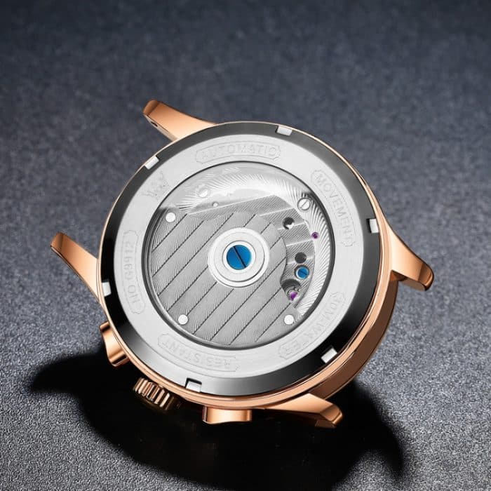 OLEVS 9912 Hohles Schwungrad, Wochenkalender, Zifferblatt, leuchtende mechanische Uhr für Herren – Bild 3