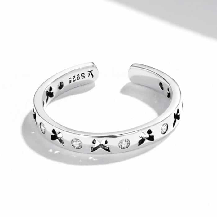 S925 Sterling Silber Hohlschmetterling Frauen Offene Ring – Bild 2