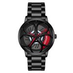 SANDA 1070 3D Oval Hollow Out Wheel Quarzuhr mit nicht drehbarem Zifferblatt für Herren