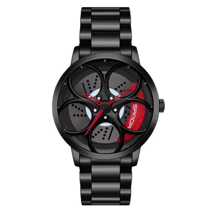 EDA002234301A.jpg SANDA 1070 3D Oval Hollow Out Wheel Quarzuhr mit nicht drehbarem Zifferblatt für Herren – Bild 1
