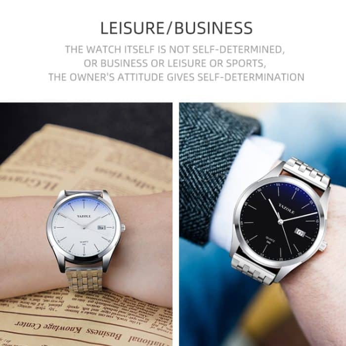 YAZOLE 560 Edelstahlband Quarzwerk Wasserdichte Herrenuhr – Bild 7