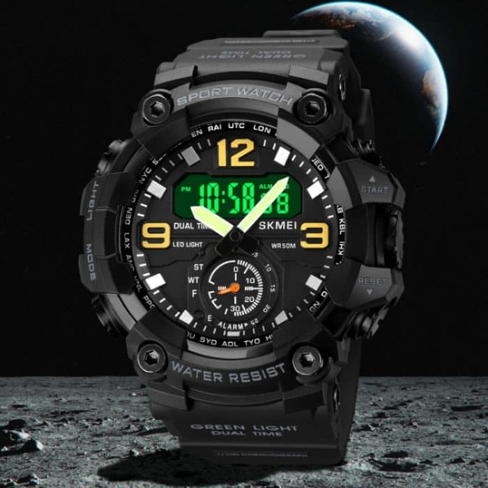 SKMEI 1965 Edelstahl-Schnalle, PU-Armband, wasserdichte elektronische Uhr – Bild 3