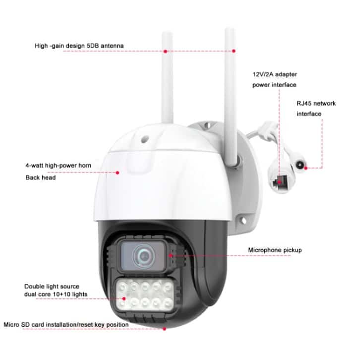 EDA003800501_1.jpg QX67 Humanoidenerkennung AI Alarm WiFi Dome IP-Kamera, – Bild 2