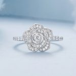 S925 Sterling Silber weiß vergoldet Zirkon Rose Ring Handdekoration – Bild 4