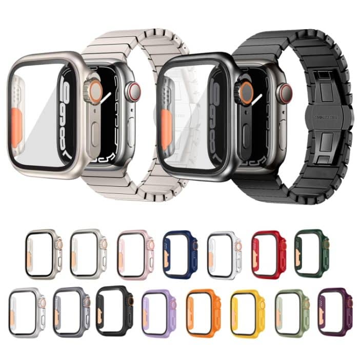 Integriertes Uhrengehäuse aus gehärtetem Film und Hybrid-PC, For Apple Watch Series 6 / 5 / 4 / SE 44mm, For Apple Watch Series 6 / 5 / 4 / SE 40mm, For Apple Watch Series 9 / 8 / 7 45mm, For Apple Watch Series 9 / 8 / 7 41mm – Bild 2