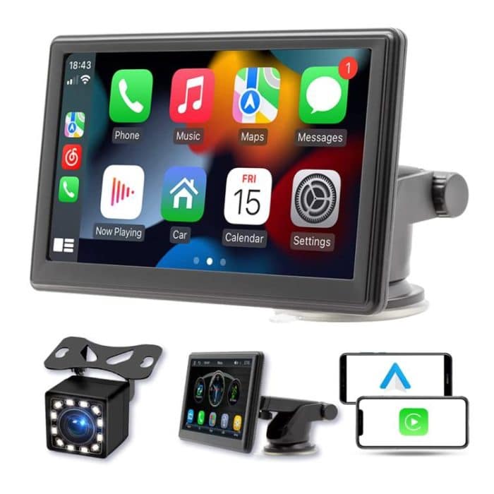 X70-1 Auto 7 Zoll IPS Tragbarer Smart-Bildschirm Drahtlose Bildschirmprojektion Carplay Android Auto, mit Rückfahrkamera, with Reversing Camera – Bild 1