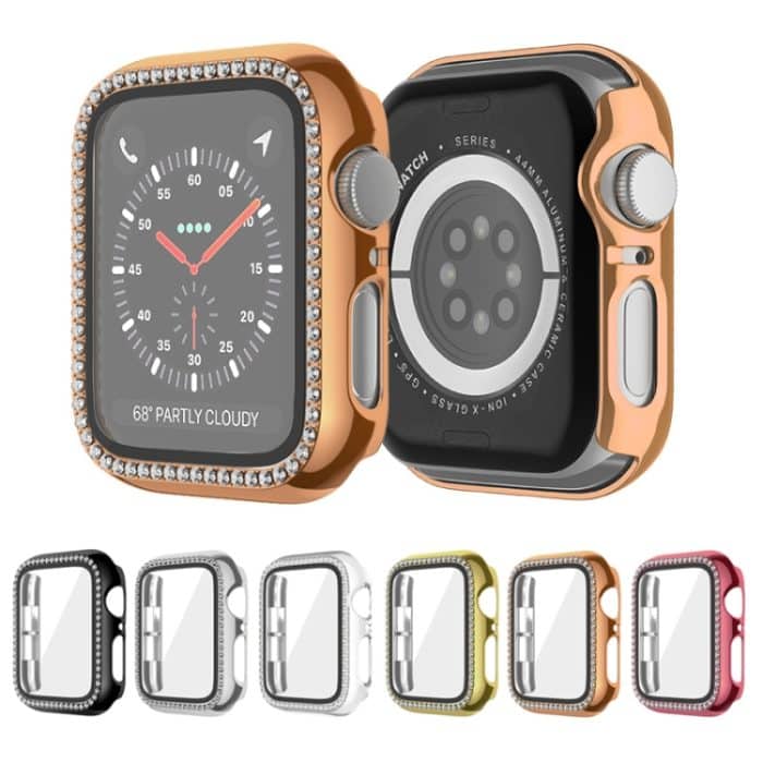 Galvanisiertes Diamant-PC-Uhrengehäuse mit Folie, For Apple Watch Series 6 / 5 / 4 / SE 44mm, For Apple Watch Series 6 / 5 / 4 / SE 40mm, For Apple Watch Series 9 / 8 / 7 45mm, For Apple Watch Series 9 / 8 / 7 41mm, For Apple Watch Series 3 / 2 / 1 38m... – Bild 2