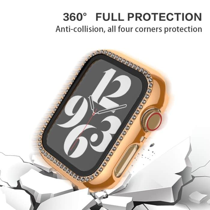 Galvanisiertes Diamant-PC-Uhrengehäuse mit Folie, For Apple Watch Series 6 / 5 / 4 / SE 44mm, For Apple Watch Series 6 / 5 / 4 / SE 40mm, For Apple Watch Series 9 / 8 / 7 45mm, For Apple Watch Series 9 / 8 / 7 41mm, For Apple Watch Series 3 / 2 / 1 38m... – Bild 3