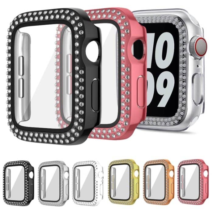 Überzug des zweireihigen Diamant-PC-Uhrengehäuses mit Film, For Apple Watch Series 6 / 5 / 4 / SE 44mm, For Apple Watch Series 6 / 5 / 4 / SE 40mm, For Apple Watch Series 9 / 8 / 7 45mm, For Apple Watch Series 9 / 8 / 7 41mm... – Bild 2