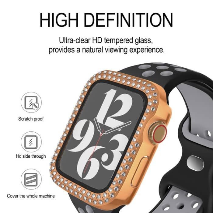 Überzug des zweireihigen Diamant-PC-Uhrengehäuses mit Film, For Apple Watch Series 6 / 5 / 4 / SE 44mm, For Apple Watch Series 6 / 5 / 4 / SE 40mm, For Apple Watch Series 9 / 8 / 7 45mm, For Apple Watch Series 9 / 8 / 7 41mm... – Bild 5