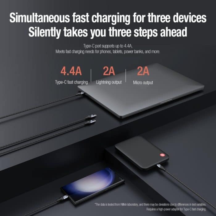 Nillkin Swift Pro 1 m 3-in-1-USB-auf-8-Pin-+Typ-C-+Micro-USB-Schnellladekabel – Bild 4