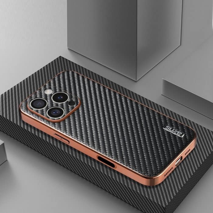 AZNS Handyhülle mit galvanisierter Kante und Kohlefaserstruktur – Bild 2