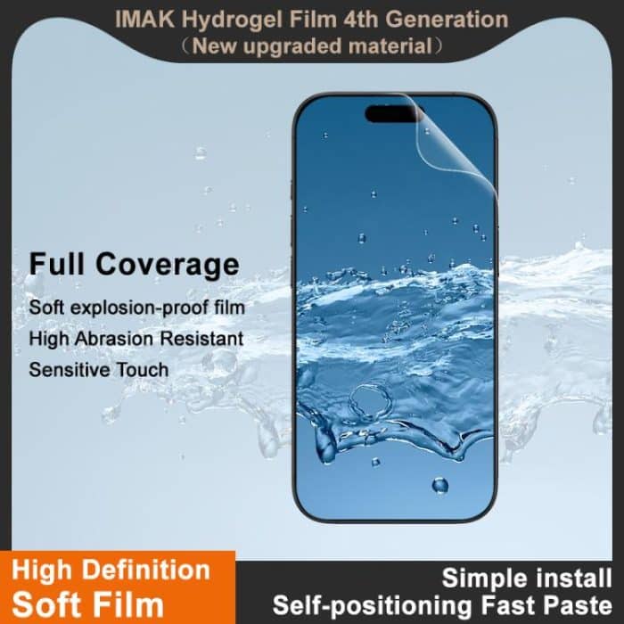 imak 4. Generation Vollflächiger Displayschutz aus Hydrogelfolie, For iPhone 16e, For iPhone 16 Pro Max, For iPhone 16 Pro, For iPhone 16 Plus, For iPhone 16 – Bild 4