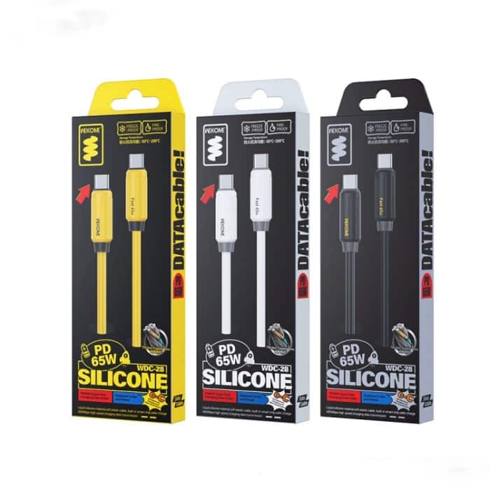 WK WDC-28 Elastisches Echtsilikon 1m PD65W Typ-C auf Typ-C Schnellladedatenkabel – Bild 3