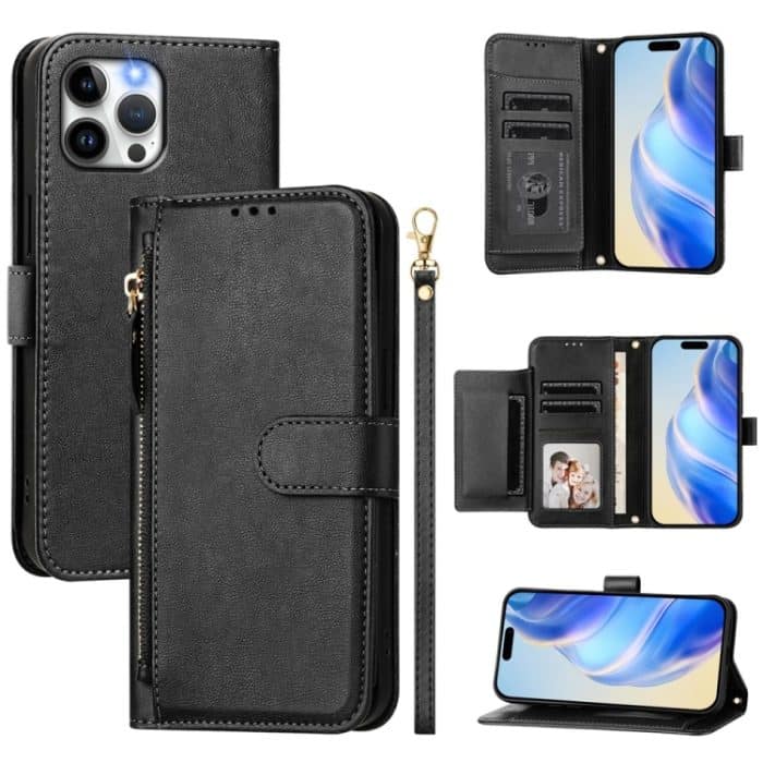 EDA007154718A.jpg Leder-Telefonhülle mit Reißverschluss und mehreren Kartenfächern – Bild 1