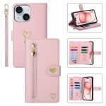 POLA Love Multi-Card Slots Reißverschluss Geldbörse Leder Handyhülle, For iPhone 15 Pro