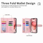 POLA Love Multi-Card Slots Reißverschluss Geldbörse Leder Handyhülle, For iPhone 15 Pro – Bild 5
