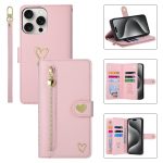 POLA Love Multi-Card Slots Reißverschluss Geldbörse Leder Handyhülle, For iPhone 15 Pro Max