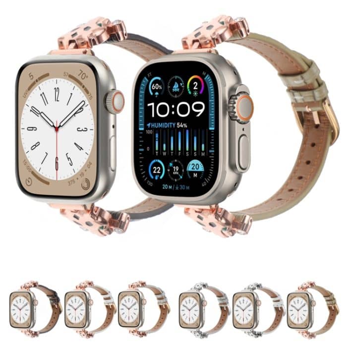 Uhrenarmband aus Leder mit Leopardenkopf-Bambusstruktur, For Apple Watch 46mm / 49mm / 45mm / 44mm, For Apple Watch 42mm / 41mm / 40mm / 38mm – Bild 2
