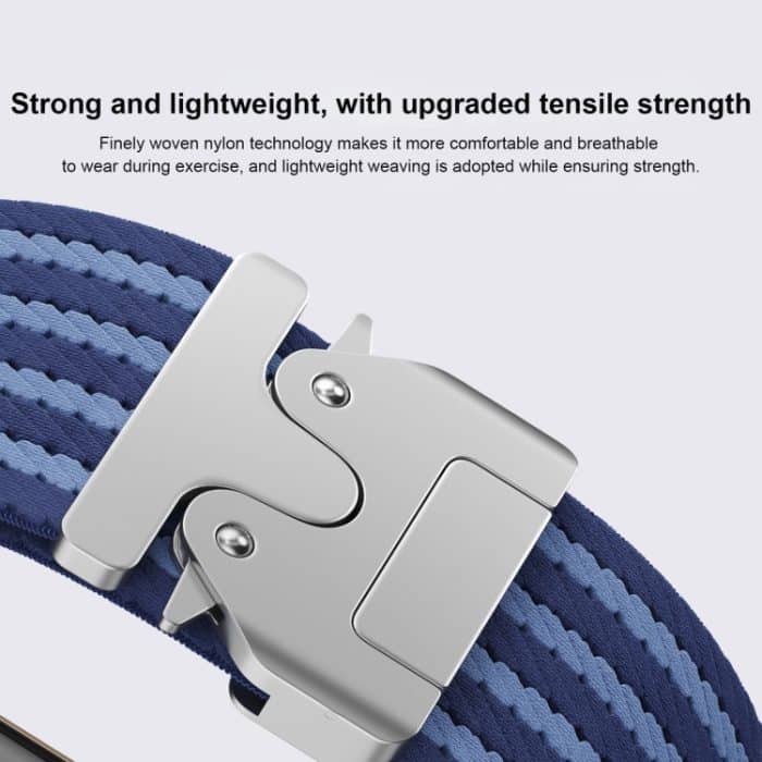 Uhrenarmband aus geflochtenem Nylon mit Fallschirmschnalle und 4 Streifen, For Apple Watch 46mm / 49mm / 45mm / 44mm, For Apple Watch 42mm / 41mm / 40mm / 38mm – Bild 5