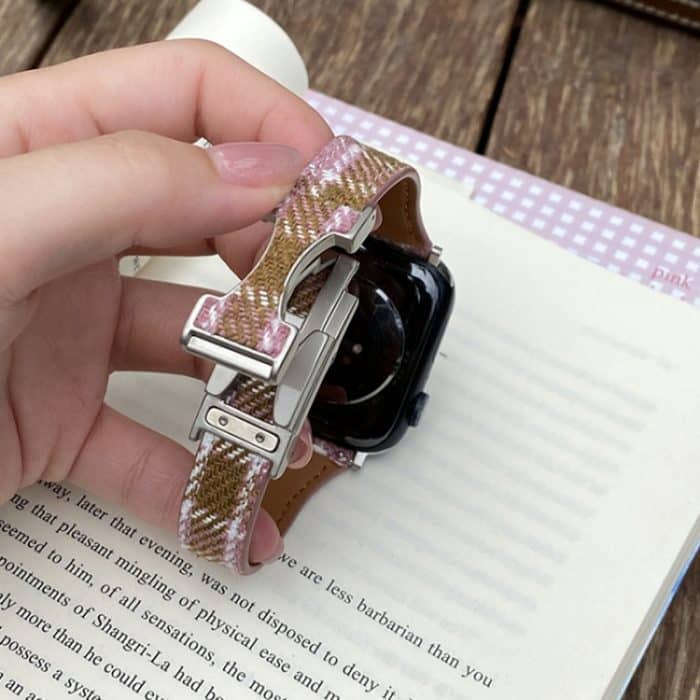 Schlankes Uhrenarmband aus aufgerautem Leder mit magnetischer Schnalle, For Apple Watch 46mm / 49mm / 45mm / 44mm, For Apple Watch 42mm / 41mm / 40mm / 38mm – Bild 4