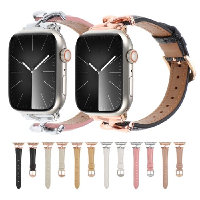 Uhrenarmband aus echtem Leder mit X-förmiger Schnalle, For Apple Watch 46mm / 49mm / 45mm / 44mm, For Apple Watch 42mm / 41mm / 40mm / 38mm – Bild 2