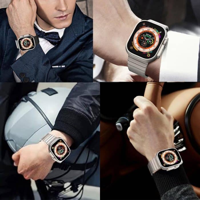 Uhrenarmband aus Edelstahl mit Normannen-Schnalle und Bambus, For Apple Watch 46mm / 49mm / 45mm / 44mm, For Apple Watch 42mm / 41mm / 40mm / 38mm – Bild 6