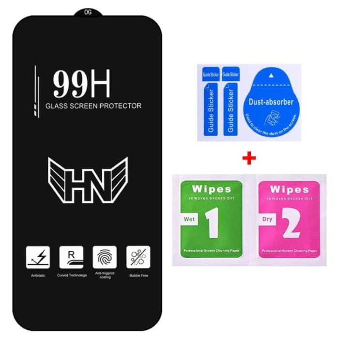 25 Stück 0,18 mm hohe Aluminiumfolie mit großem Bogen im Vollbildmodus aus gehärtetem Glas, unterstützt das Entsperren per Fingerabdruck – Bild 2