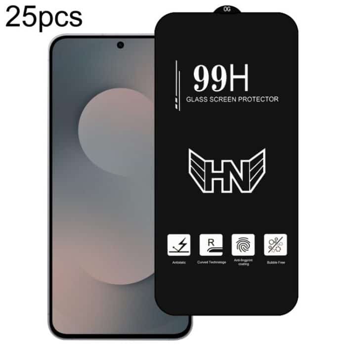 25 Stück 0,18 mm hohe Aluminiumfolie mit großem Bogen im Vollbildmodus aus gehärtetem Glas, unterstützt das Entsperren per Fingerabdruck, For Samsung Galaxy S25 5G, For Samsung Galaxy S25+ 5G, For Samsung Galaxy S25 Ultra 5G... – Bild 1
