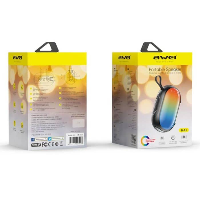 EDA007560201A_10.jpg awei KA1 Tragbarer Bluetooth-Lautsprecher mit buntem Licht für den Außenbereich – Bild 11
