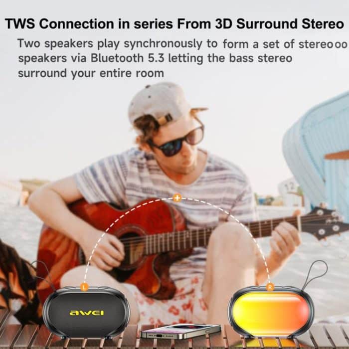 EDA007560201A_6.jpg awei KA1 Tragbarer Bluetooth-Lautsprecher mit buntem Licht für den Außenbereich – Bild 7