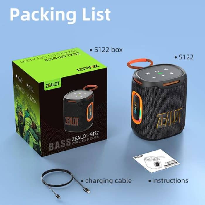 Zealot S122 25W Hochleistungs-IPX6-wasserdichter RGB-Licht-Bluetooth-Lautsprecher für den Außenbereich – Bild 15