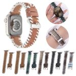 Retro genähtes Uhrenarmband aus echtem Wollleder, For Apple Watch 46mm / 49mm / 45mm / 44mm, For Apple Watch 42mm / 41mm / 40mm / 38mm – Bild 3