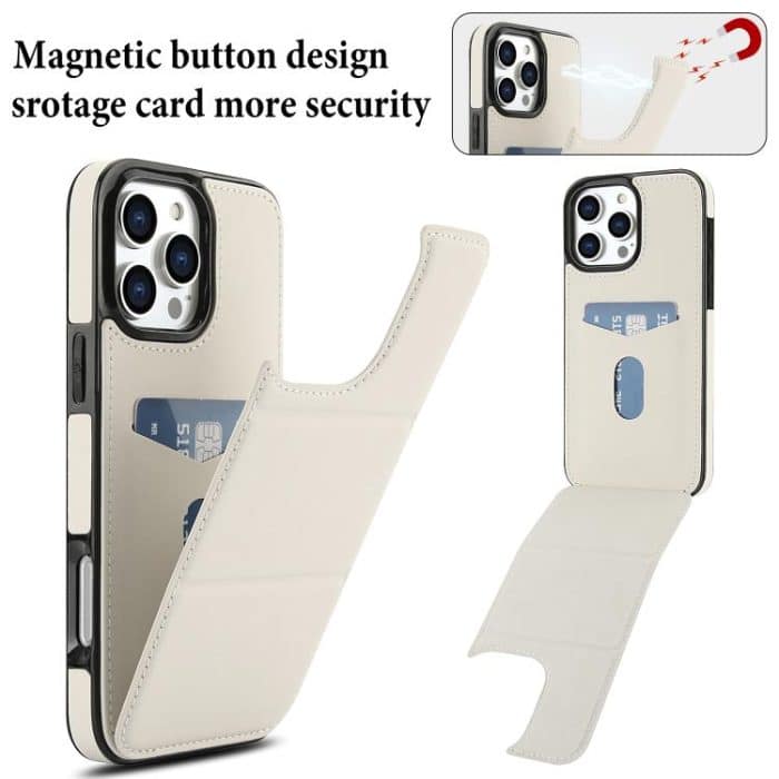 Dreifach faltbare Handyhülle aus Leder mit Kartenfach – Bild 3