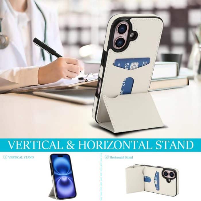 Dreifach faltbare Handyhülle aus Leder mit Kartenfach – Bild 6