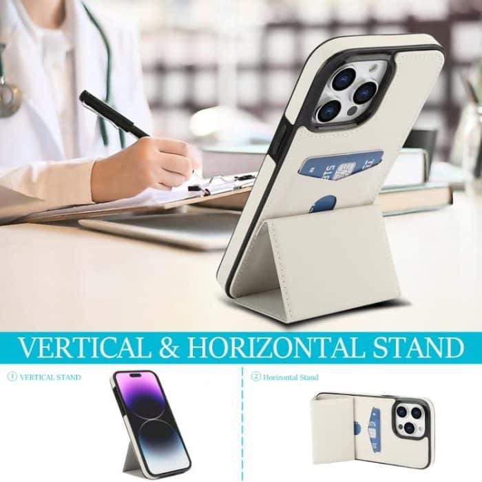 Dreifach faltbare Handyhülle aus Leder mit Kartenfach – Bild 6