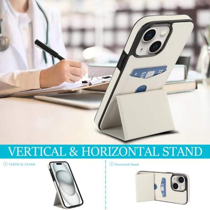 Dreifach faltbare Handyhülle aus Leder mit Kartenfach – Bild 6