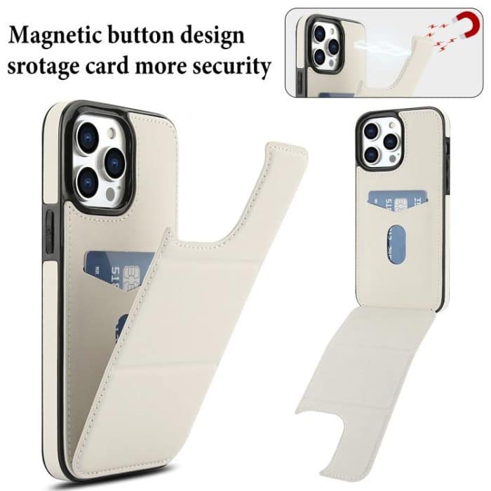 Dreifach faltbare Handyhülle aus Leder mit Kartenfach – Bild 3